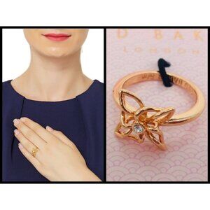 💕TED BAKER LONDON💕 Rose Gold Mini Crystal Breeze Ring M/L NWT